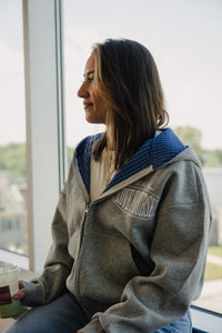 003 Grey LY Zip-Up Hoodie
