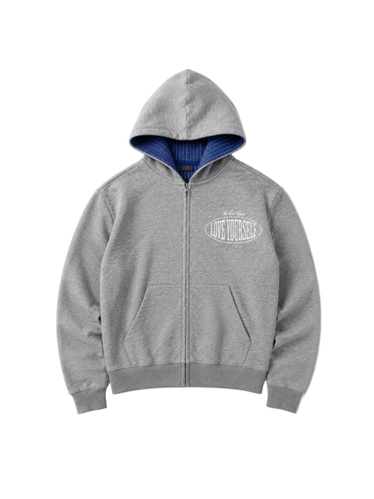 003 Grey LY Zip-Up Hoodie